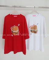 Hamburger Kitch Boxy Oversized Fit Short Sleeve T-shirt