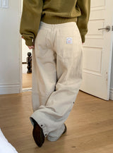 Snap Button Cotton D Ring Wide Pants (3color)