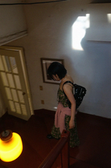 メルシーグリーンピンクフローラルロングドレス