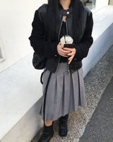 ベルトプリーツロングスカート