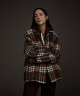 W COZY HAIRY CHECK JACKET NAVY