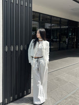 Obi Color Block Strap Pintuck Wide Long Slacks Pants (3 Colors)