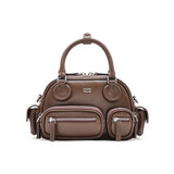 muva.レザー ボウリングバッグ マルチポケット 2WAY ショルダー＆クロスボディバッグ