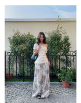 Asymmetrical Lace Trim Off-Shoulder Tee