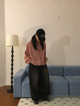wide black denim pants (1color)