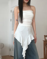 Litte Unbalanced Ruffle Tube Top Layered Dress