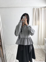 プレイドフリルフーディTシャツ