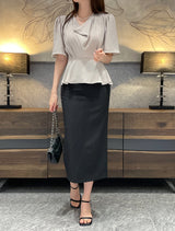 Jed-in Drape Chiffon Peplum Blouse