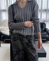 [F/W] Cable v neck kara crop knit(4color)
