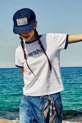 (W) ベルベットレタリングリンガーTシャツ