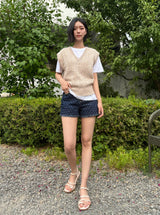 ダークブルードットデニムパンツ code 21100