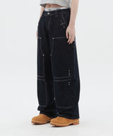 Stud Detail Carpenter Denim Pants_Indigo