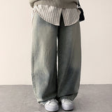 Tate washing back banding semi-wide pants