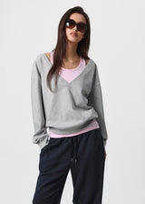 [B-BASIC] Mid-Sweat Deep V-Neck Sweatshirt