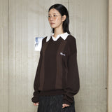 GNT037 Uniform Rugby Collar Knit (BROWN)