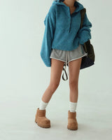 Color-Blocked Taping Hoodie String Oversized Knit