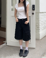 Ephen Cargo Pocket Button Bermuda Pants