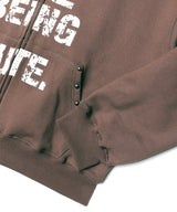 クロップファーフードジップアップ - Brown