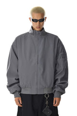 Gray Short Mock Neck Jacket