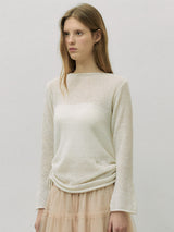 SHIRRING LONG KNIT IVORY