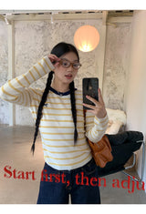 Bow Yellow Stripe Long Sleeve Tee