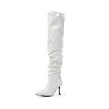 Slouchy String Boots Heel(White)