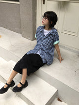 [unisex] Woven Button Pintuck Bermuda Wide Banding Pants