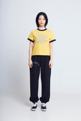 ユニバーサルプリント ½Tシャツ (yellow/navy)