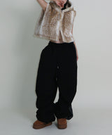 Tier Bambi Fake Fur Hooded Vest (Short Quilted)