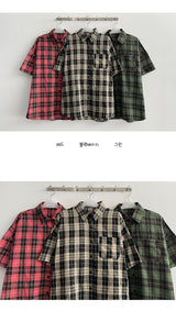 Mondel レトロチェッカード半袖シャツ