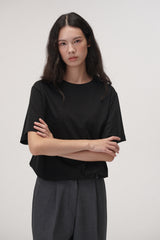 ボクシーラウンドTシャツ (ブラック)