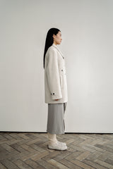 Fuzzy heavy wool coat, Light grey