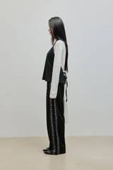Halter-Tie Suede Apron_Black