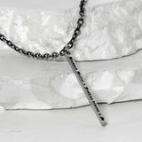 SS-lettering bar chain necklce_black silver