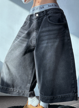 UP SIDE DOWN BACK PATCH CARGO BALLOON DENIM BERMUDA 🩵🖤2COLOR