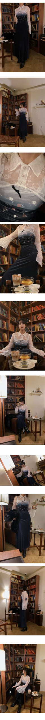 LACE LAYERED CROP BLOUSE (WHITE )