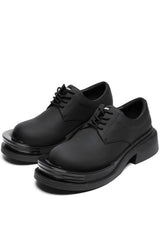 Black Leather Chunky Derby Shoes