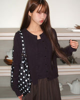 Kevil Round Button Long Sleeve Knit & Sleeveless Cardigan Set