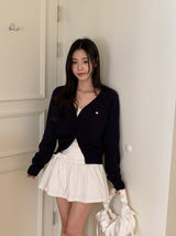 Motif Raglan V-neck Knit Cardigan (6color)