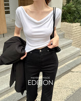 [MADE] Ellora drape shirring T‑shirt
