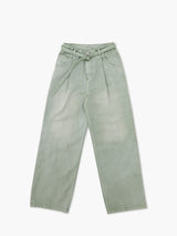ALARM ONE TUCK BELTED DYEING PANTS MINT_WOMAN