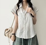 Bronze stripe roll-up short sleeve shirt