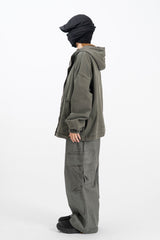 Halsey Stone washed Hooded Zip-Up