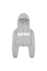 クロップロゴフードジップアップ (GRAY)