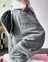 KOREAN/HIGH QUALITY 🤍🩶 AURA RIVET SEMI BALLOON WIDE LONG PANTS 🩶🤎🖤🤍 - 4 COLORS