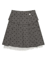 RIBBON MIDI SKIRT(GREY)