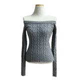 Luna Skin Off-Shoulder Cable Slim-Fit Knit