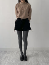 Checked shirring raglan blouse