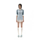 Stripe Raglan Long Sleeve / Blue Grey