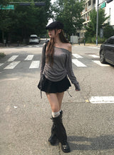 [Skirt Pants] Mendy Button Pleats Mini Skirt